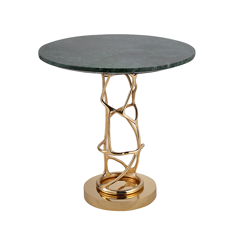Sculptural Brass & Green Marble Table Collection (Dining, Console & Side Table Styles) - Image 9