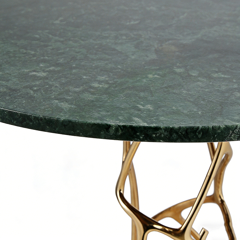 Sculptural Brass & Green Marble Table Collection (Dining, Console & Side Table Styles) - Image 8