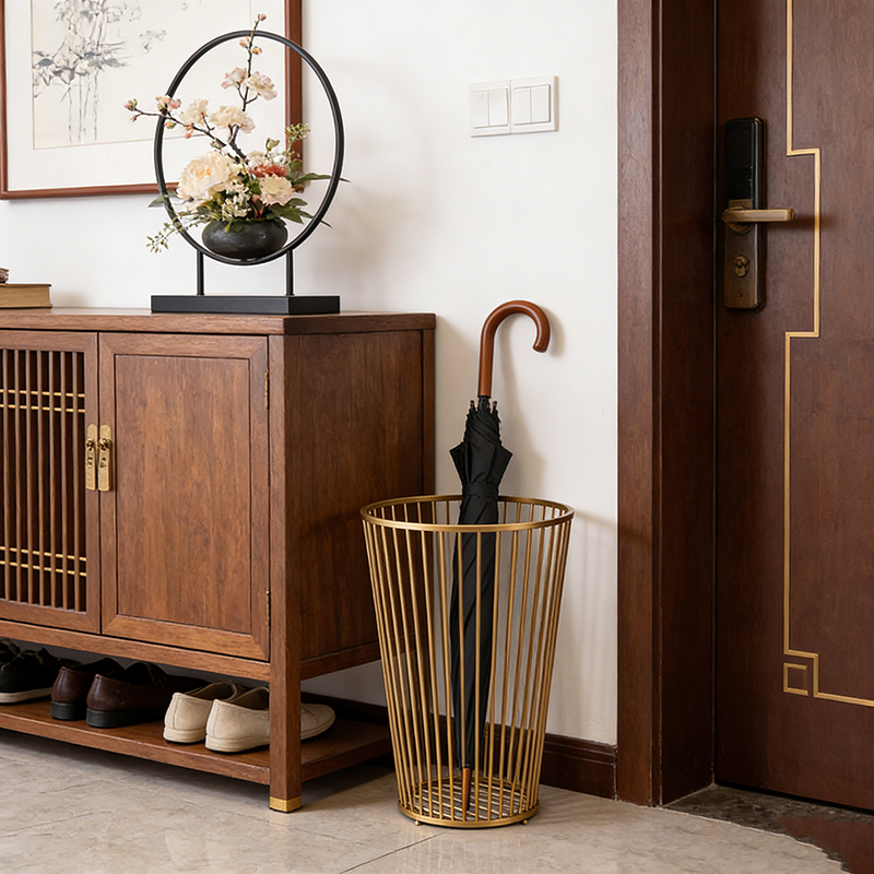 Openwork Brass Umbrella Stand Set (Square & Round Silhouettes)