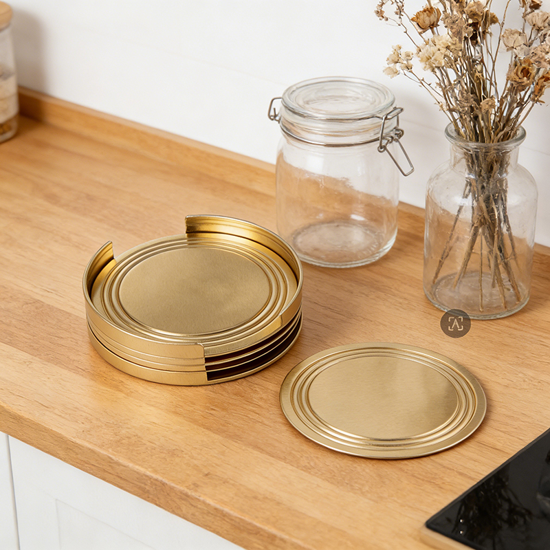 Premium Brass Coaster Sets (Two Stylish Designs, Gold & Silver Options)