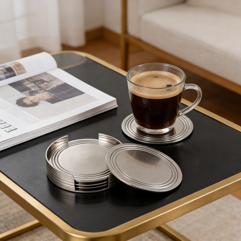 Premium Brass Coaster Sets (Two Stylish Designs, Gold & Silver Options) - Image 4